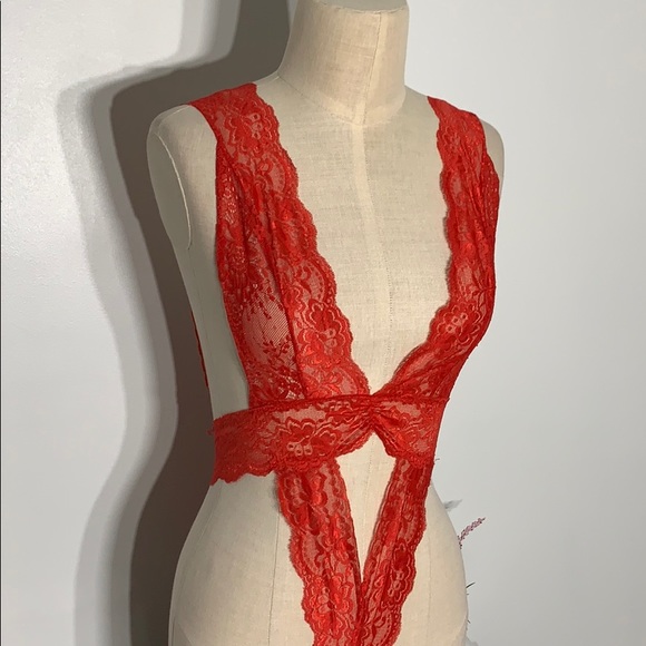 Intimates & Sleepwear Red Lace Bodysuit Poshmark